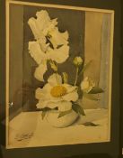 R C TODHUNTER "White rhodedendrons", watercolour study, signed lower right, bears labels verso,