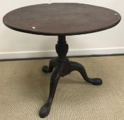 A 19th Century mahogany tilt-top tripod table,