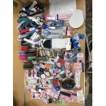 A box containing a large quantity of unused sewing haberdashery to include interalia, scissors,