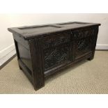 An 18th Century oak coffer of small proportions,