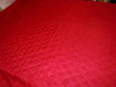 A modern red bed throw in the Durham quilt style, 262 cm x 235 cm,
