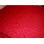 A modern red bed throw in the Durham quilt style, 262 cm x 235 cm,