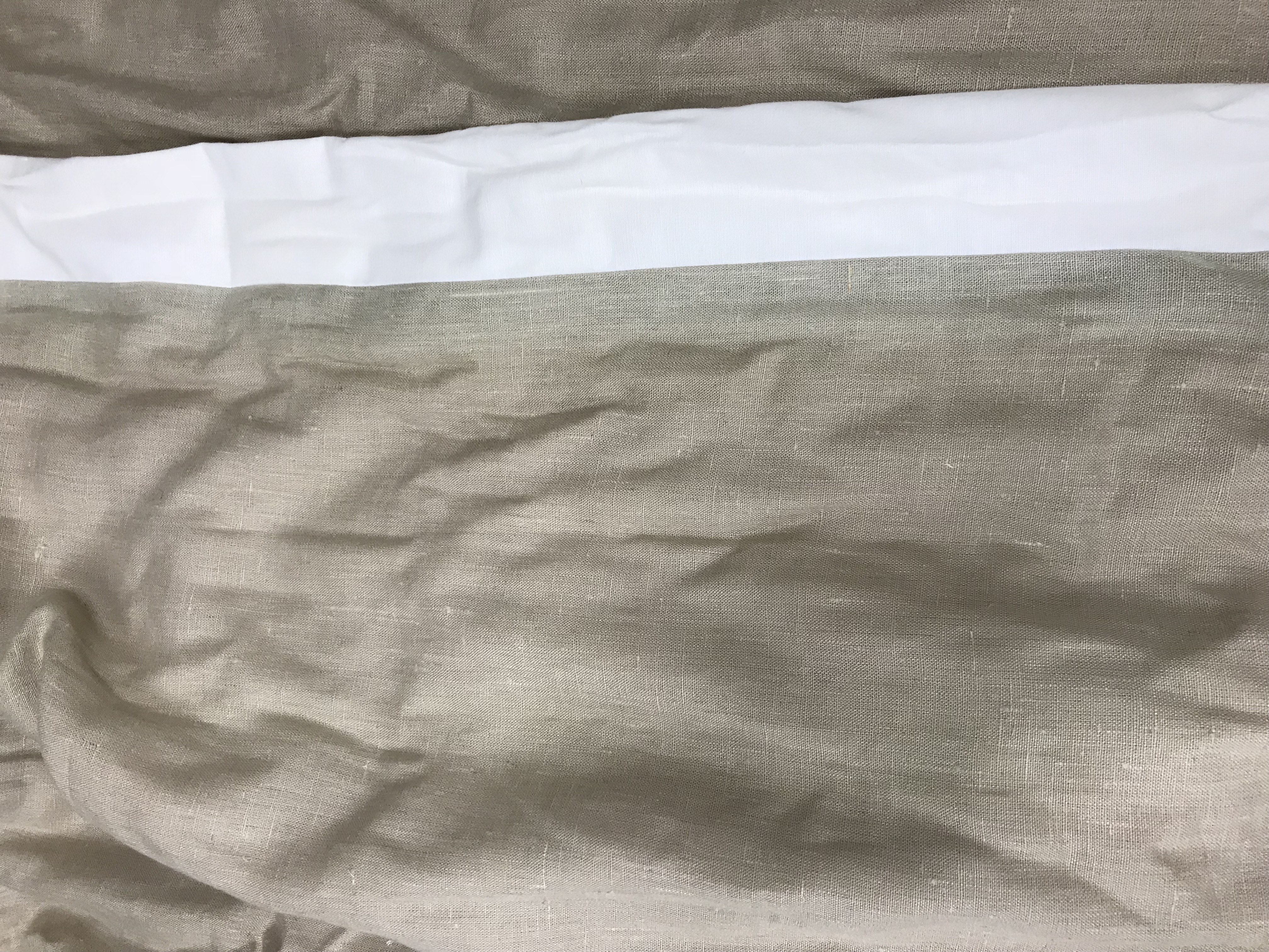 One pair of linen type plain taupe interlined curtains with single pencil pleat fixed headings 241 - Image 2 of 4