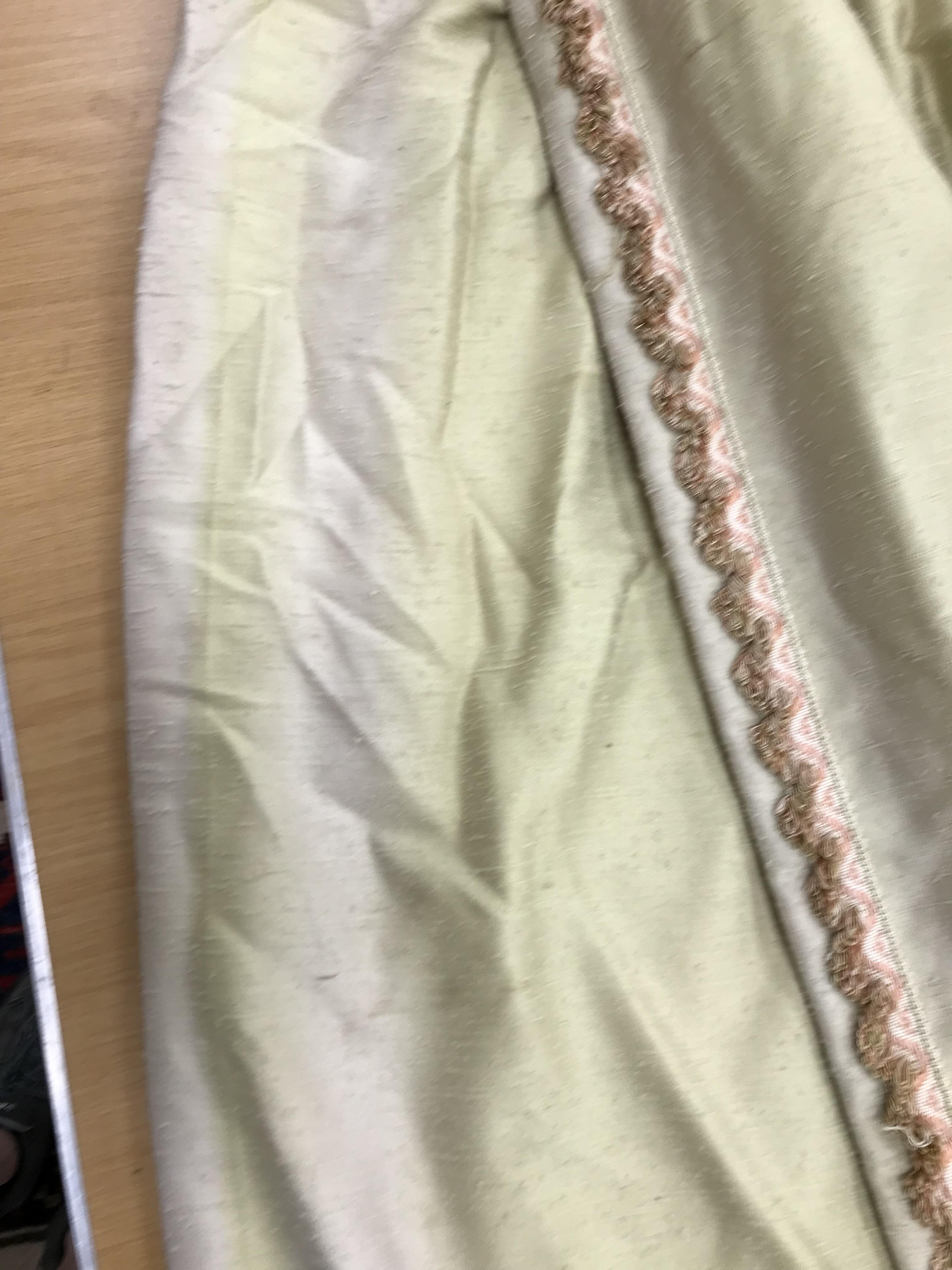 Two pairs of curtains with a self patterned terracotta stripe with taupe borders, interlined, - Bild 23 aus 26