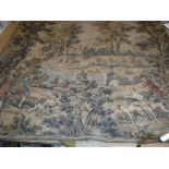 A mid 20th Century machine woven French tapestry depicting an 18th Century hunting scene with