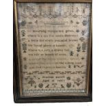 A William IV needlework sampler "The heavenly rest there is an hour of peaceful rest to mourning