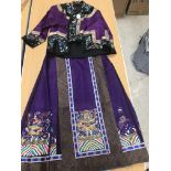 A Chinese silk pleated skirt in purple,