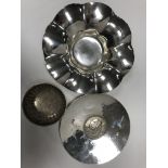 A collection of silver to comprising a silver trinket bowl / dish of lobed /petal form (by William