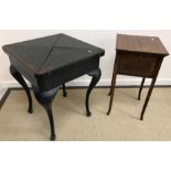 An Edwardian ebonised envelope card table,