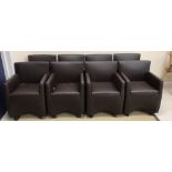 A set of eight Baleri Italia Caprichair chairs in brown, on wheels, 81 cm high,