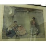 AFTER SIR WILLIAM RUSSELL FLINT "Casilda's white petticoat" colour print published by Frost & Reed