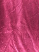 A pair of plum velvet curtains, lined, with a taped pencil pleat heading,