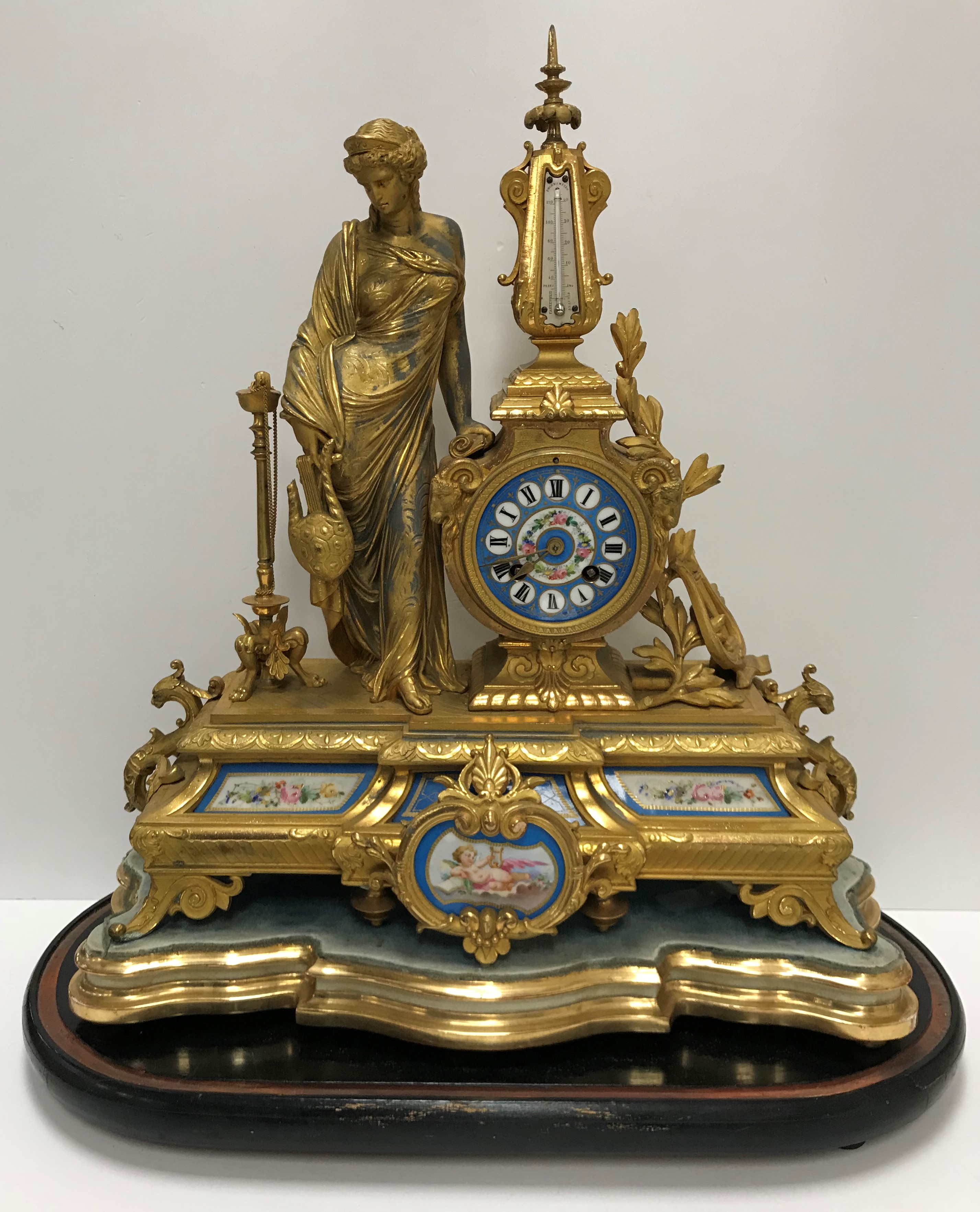 WITHDRAWN A 19th Century French gilt metal cased mantel clock,