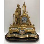 WITHDRAWN A 19th Century French gilt metal cased mantel clock,