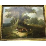 ATTRIBUTED TO GEORGE ARMFIELD "Study of a fox", a fox in a landscape with hounds in the background,