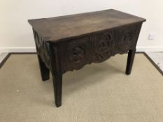 An 18th Century Continental oak side table / coffer,