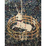 An early 20th Century Belgian type machine woven tapestry depicting a "Pointer in wooded landscape