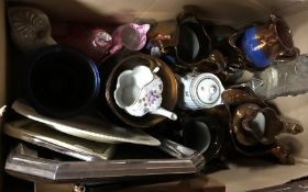 A box containing two early 20th Century gilt decorated part tea services,