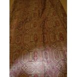 Two pairs of Laura Ashley tapestry weave interlined curtains in burgundy and gold colour way with