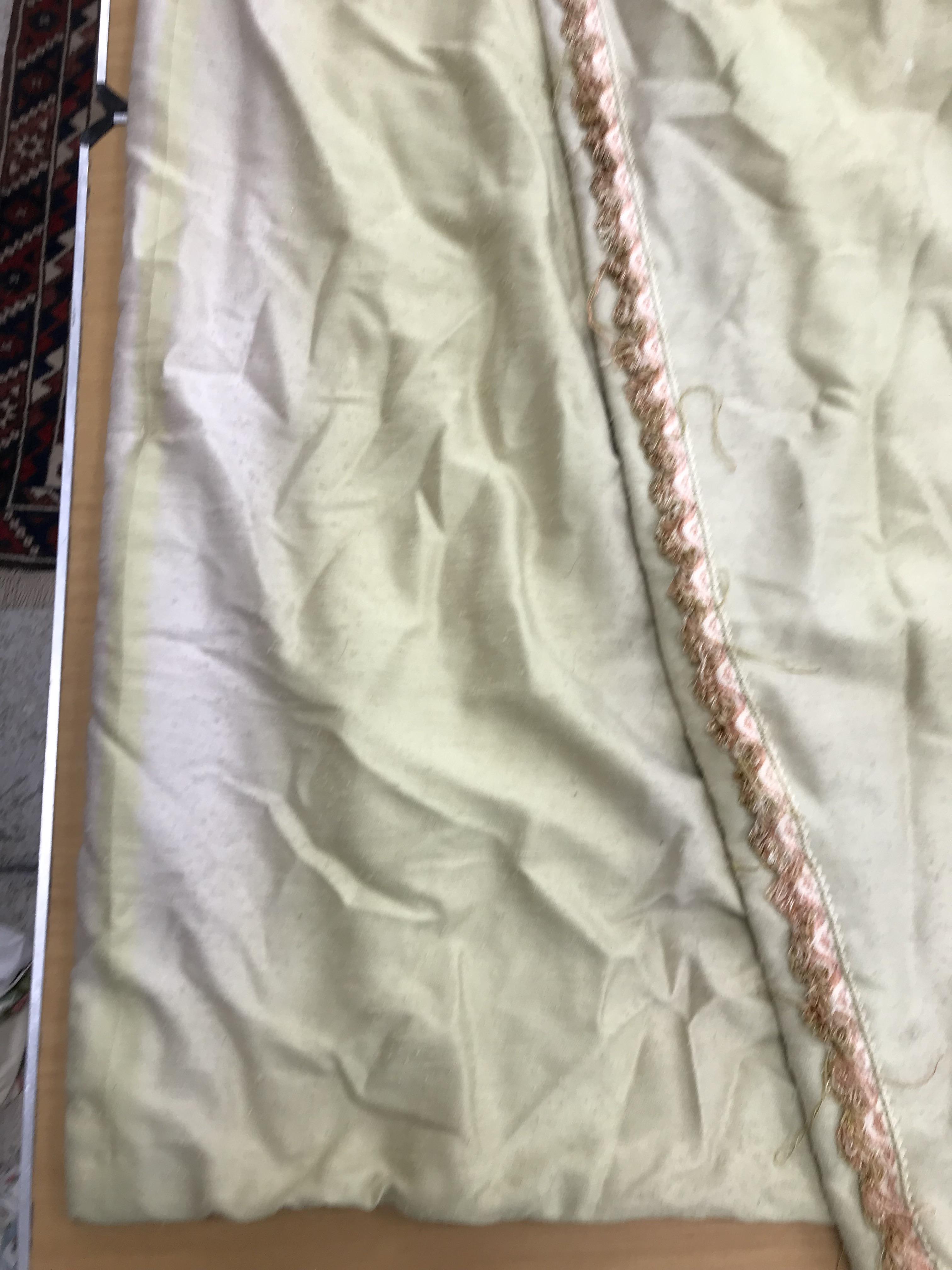 Two pairs of curtains with a self patterned terracotta stripe with taupe borders, interlined, - Bild 22 aus 26