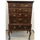An early 18th Century walnut chest on stand,