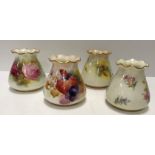 A Royal Worcester vase of bag form decorated with rose sprays by M Hunt date marked for 1933 and