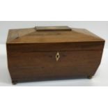 A 19th Century mahogany tea caddy of plain rectangular form,