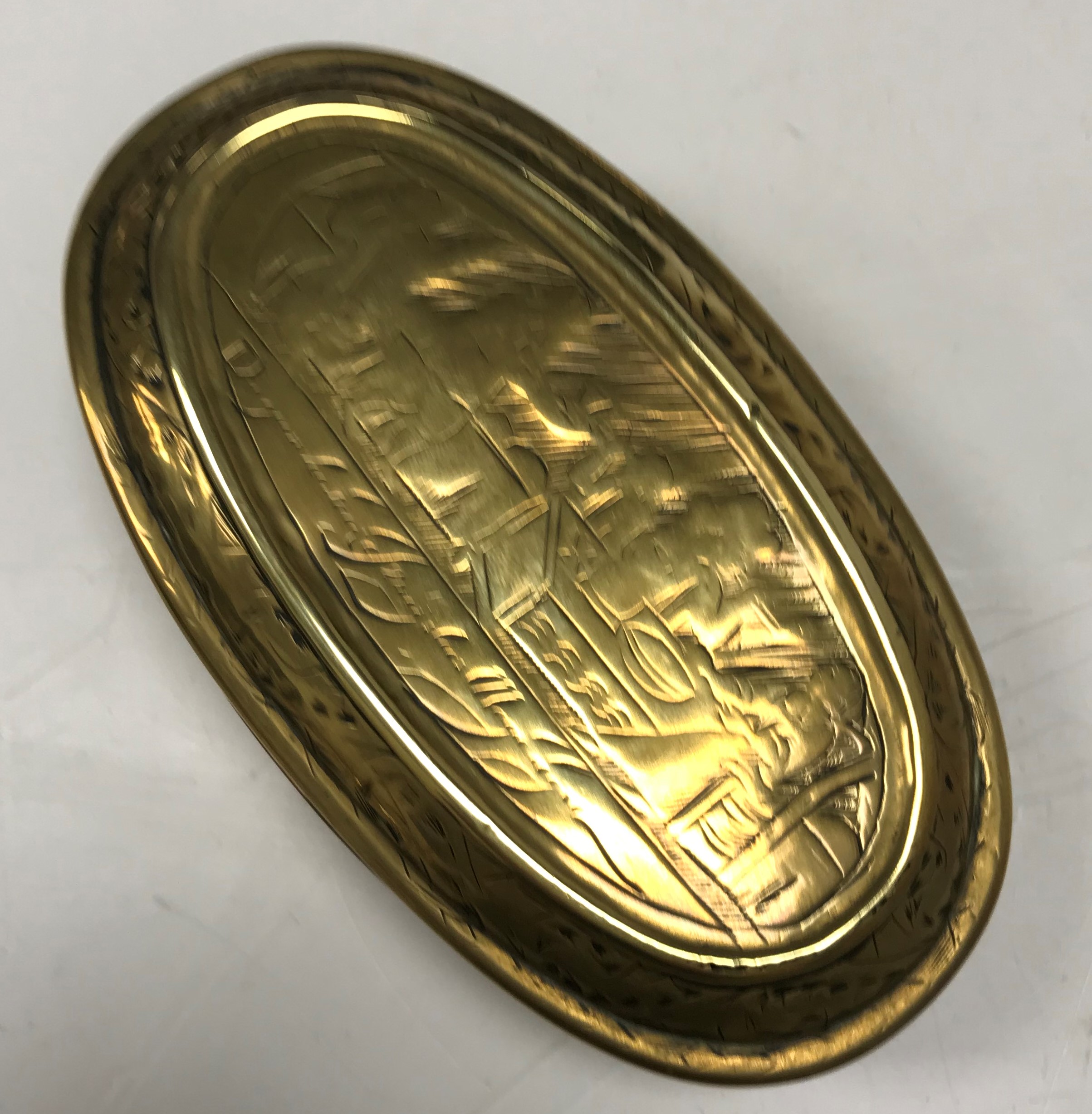 An 18th Century Dutch oval brass tobacco box,