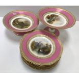 A 19th Century Copeland "Wanderings on the Wye" dessert service comprising seven plates and two