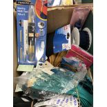 A box containing a large quantity of unused sewing haberdashery to include interalia, scissors,