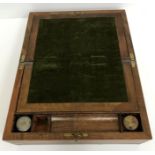 A Victorian mahogany and brass bound writing slope, 35 cm wide x 22.
