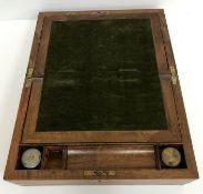 A Victorian mahogany and brass bound writing slope, 35 cm wide x 22.