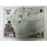 AFTER JOHANNES BLAEU "Leicestrensis Comitatvs Leicester Shire", a black and white engraved map,