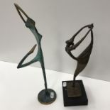 A modern bronze statue of a ballerina / dancer, with patinated finish, 33.