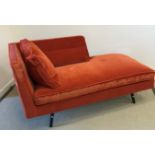 A modern Love Your Home 'Tallulah' chaise longue / day bed in orange / paprika mohair velvet