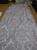 Two pairs of faux silk and chenille self coloured lined curtains in silver and beige from Dunelm
