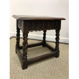 A 19th Century beech and elm Oxford bar back child's high chair, with foot rest,