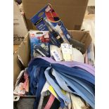 A box containing a large quantity of unused sewing haberdashery to include interalia, scissors,