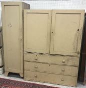 A painted Victorian part wardrobe compactum comprising single door full length cupboard raised on