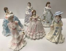 A collection of four Royal Worcester figurines sculpted by N Stevens including "The Masquerade