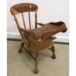 A late 20th Century yew wood and elm child's chair with tray and interchangeable extra feet 40 cm