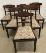 A set of six Victorian mahogany bar back dining chairs,