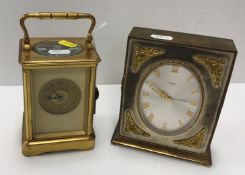 A circa 1900 French lacquered brass cased carriage clock,