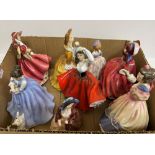 A collection of 22 Royal Doulton figurines including "Christine" (HN3637), "Veronica" (no number),