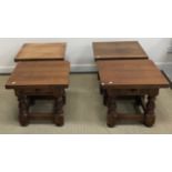 A collection of six mahogany coffee tables with rectangular tops above single frieze drawers on