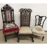 A 19th Century Anglo Indian carved rosewood hall chair,