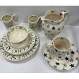 A collection of Emma Bridgwater pottery to include "Green Toast" (2 mugs, 1 bowl, 3 small plates,