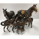 Six Beswick horse figures, tallest 30.5 cm high, shortest 19.