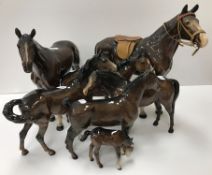 Six Beswick horse figures, tallest 30.5 cm high, shortest 19.