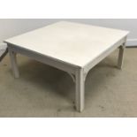 A pair of modern painted square coffee tables 92 cm square x 43 cm high together with a circa 1900